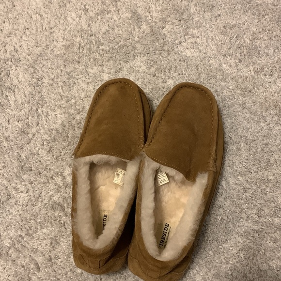 Fireside by Dearfoams Melbourne Genuine Shearling Moccasin Slipper Men size 10W - Picture 7 of 17
